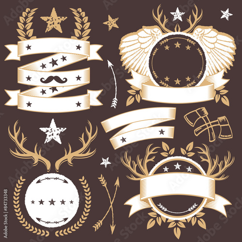 Trendy stickers, badges and ribbons templates. Set 1