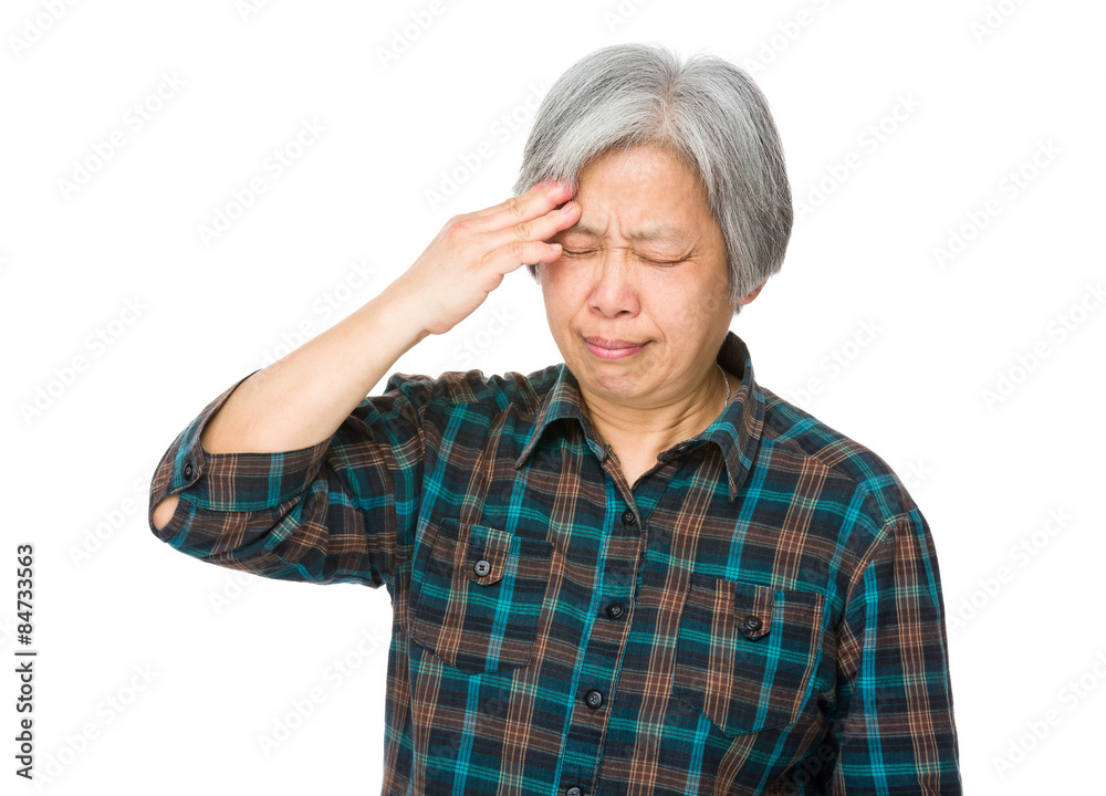 Asian old woman feel headache Asian old woman feel headache