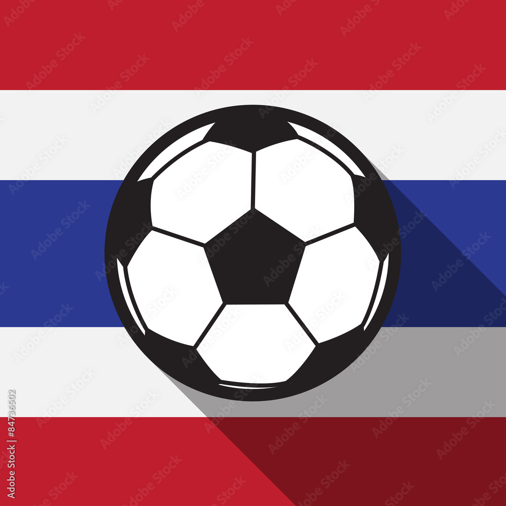 football icon with Thailand flag background,long shadow vector football icon with Thailand flag background,long shadow vector