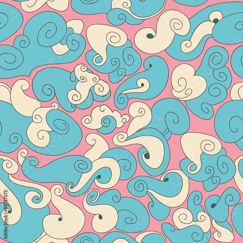 Retro abstract clouds seamless pattern