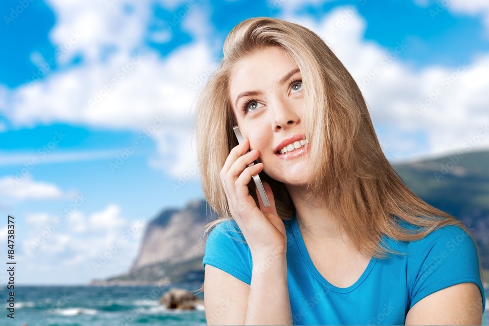 Fototapeta premium Phone, talk, adult.