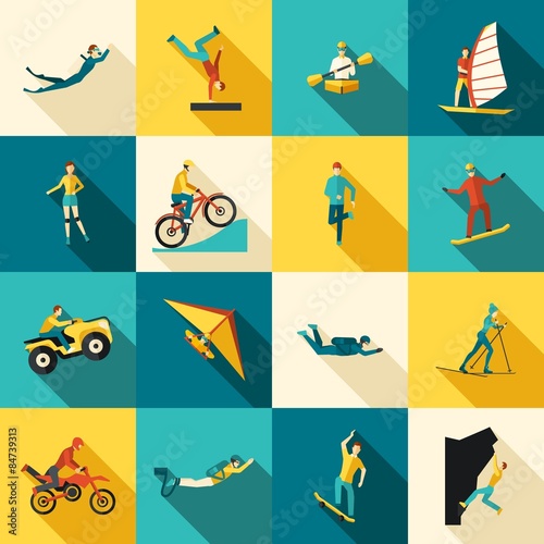 Extreme Sports Flat Icons Set