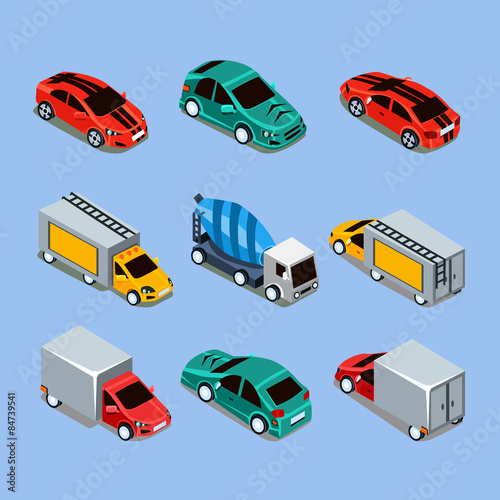 Flat 3d Isometric High Quality City Transport 