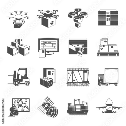 New logistic icons set black