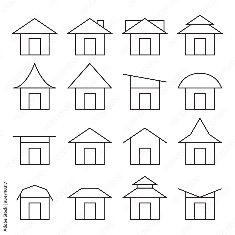 house  and roof icon set