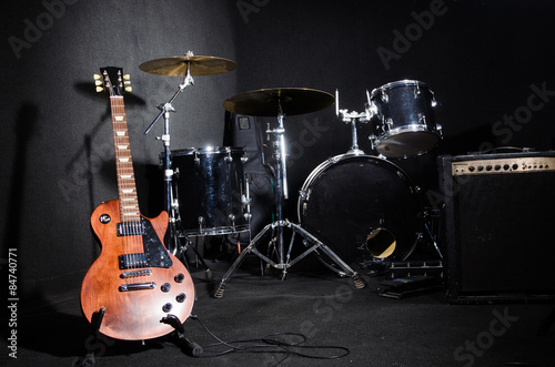 Photography Set of musical instruments in club