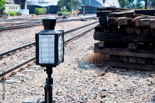 Railway Signal Lightbox at Train Station photo