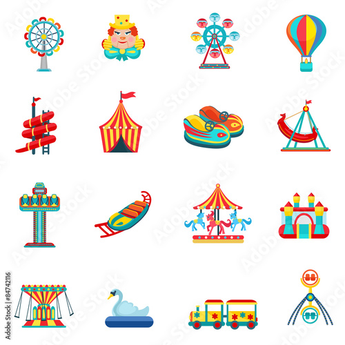 Amusement park icons set