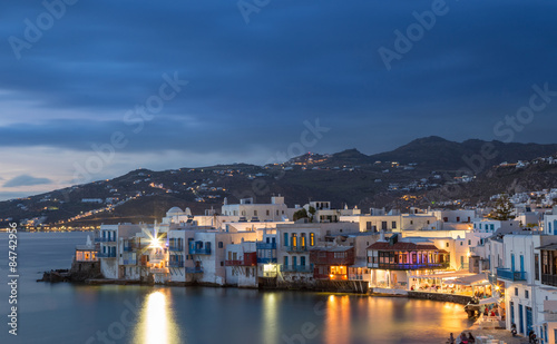 Little Venice of Mykonos town at blue hour, Greece © zgphotography