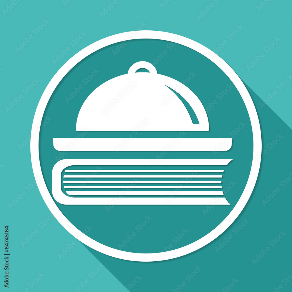 Book icon on white circle with a long shadow Book icon on white circle with a long shadow