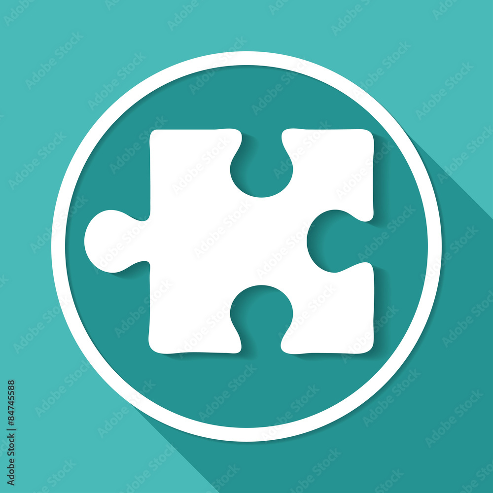 puzzle on white circle with a long shadow puzzle on white circle with a long shadow