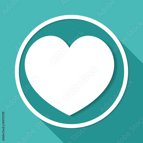 heart icon on white circle with a long shadow