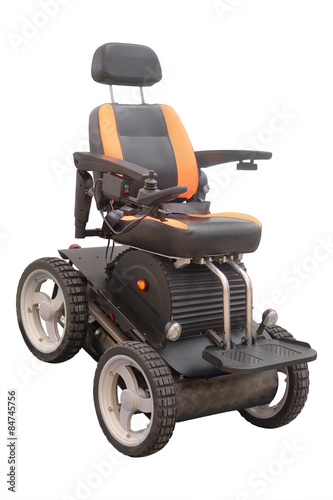 Wheelchair under the white background