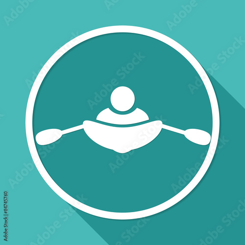 rowing icon on white circle with a long shadow
