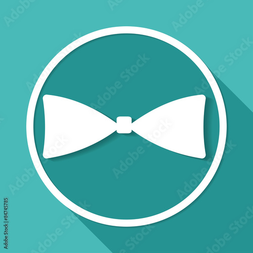bow tie icon on white circle with a long shadow