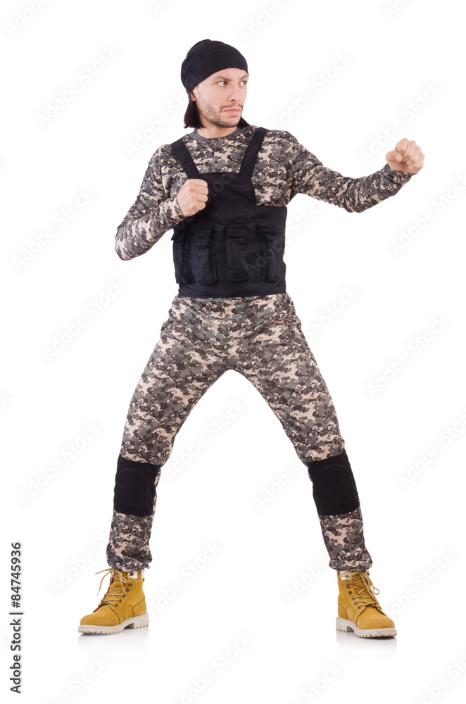 Young man in military uniform isolated on white Young man in military uniform isolated on white