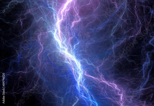 Blue and purple electric lighting, abstract electrical background