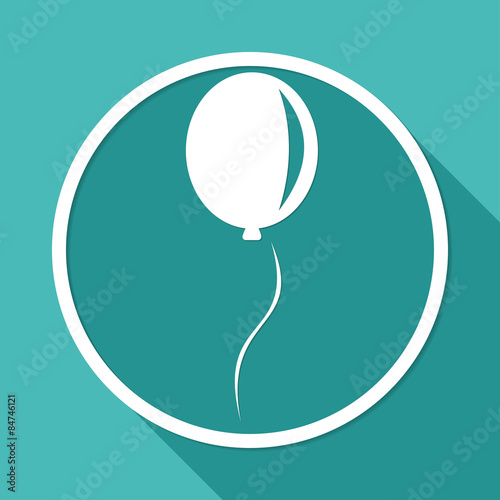balloon icon on white circle with a long shadow