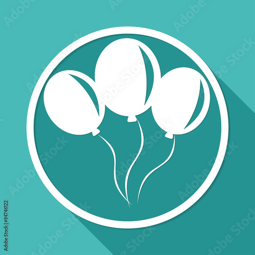 balloon icon on white circle with a long shadow