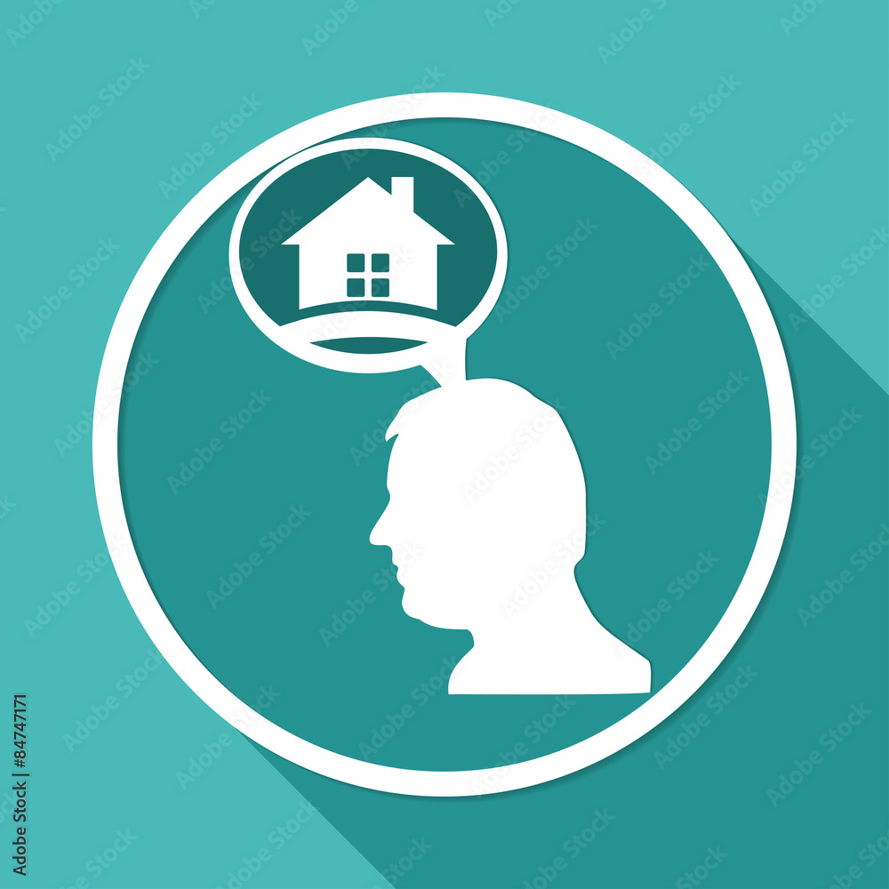 Icon Gear head on white circle with a long shadow Icon Gear head on white circle with a long shadow