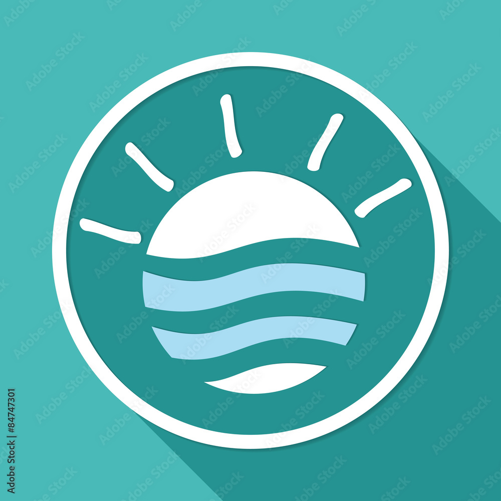 Icon Hand drawn earth on white circle with a long shadow