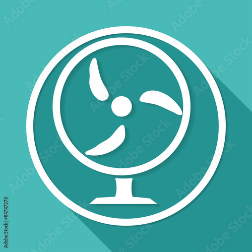 Icon fan on white circle with a long shadow