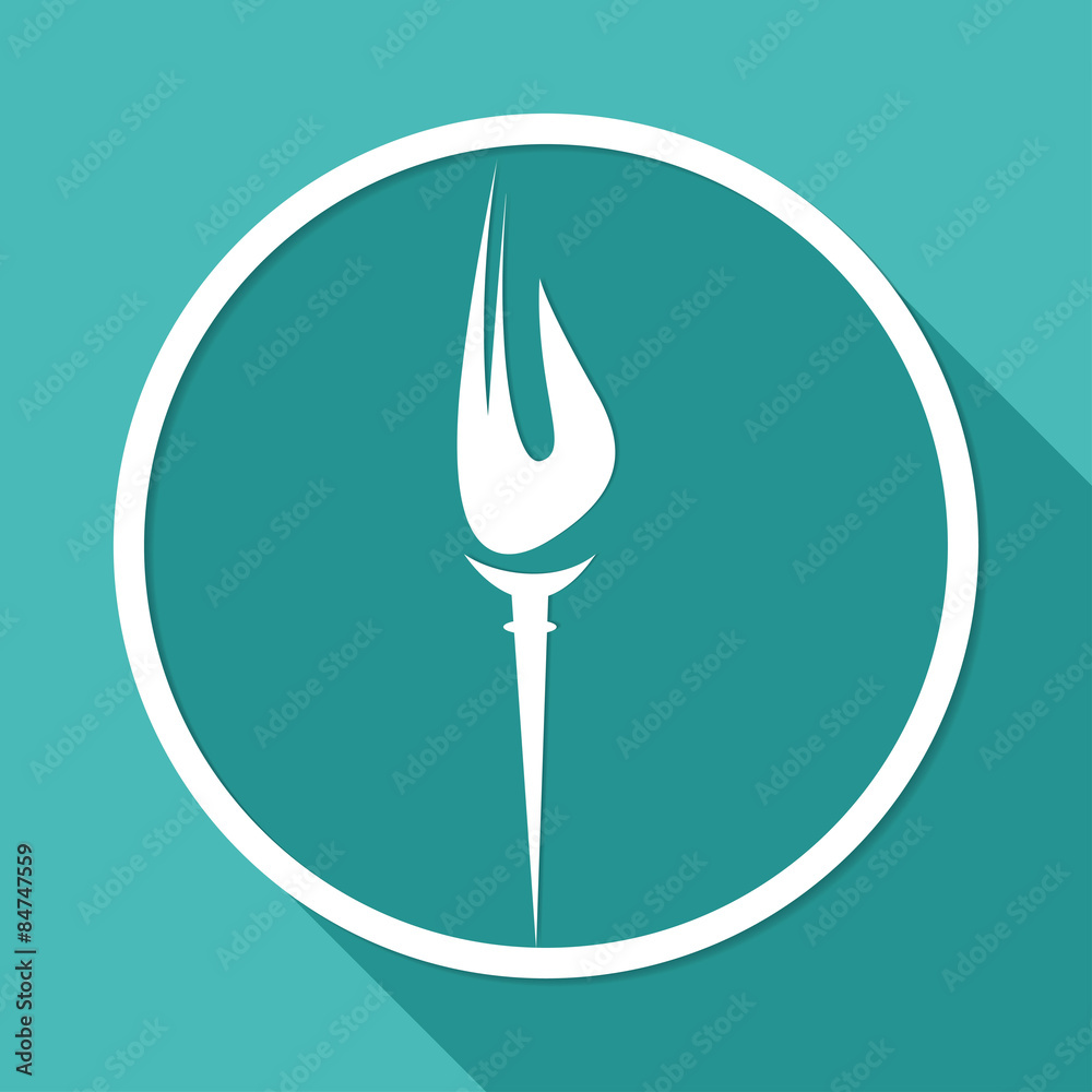 Icon Burning torch on white circle with a long shadow Icon Burning torch on white circle with a long shadow
