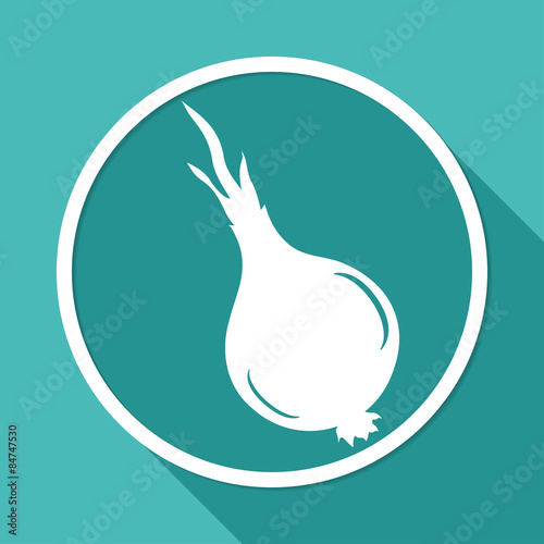 Icon onion on white circle with a long shadow