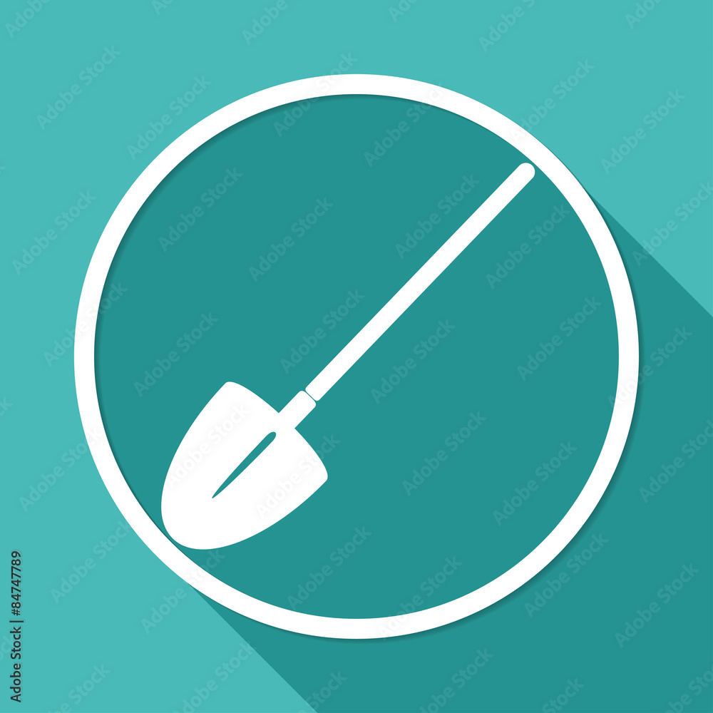 Icon Garden tools on white circle with a long shadow Icon Garden tools on white circle with a long shadow