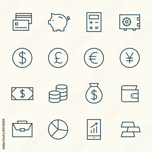 Finance line icon set