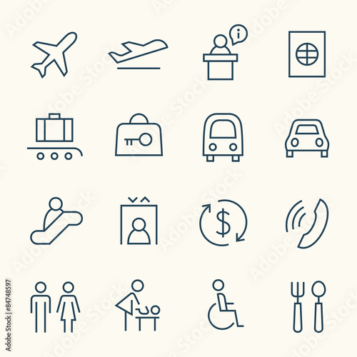Airport line icon set