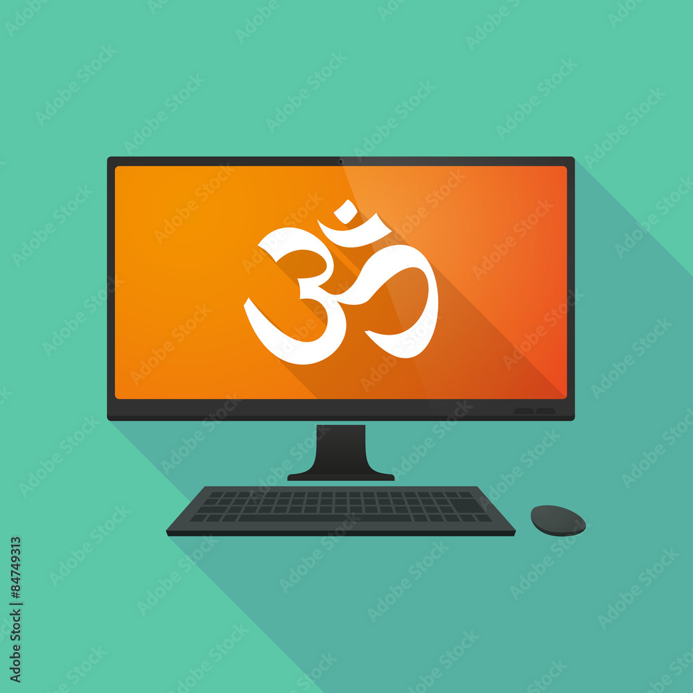 Personal computer with an om sign Personal computer with an om sign