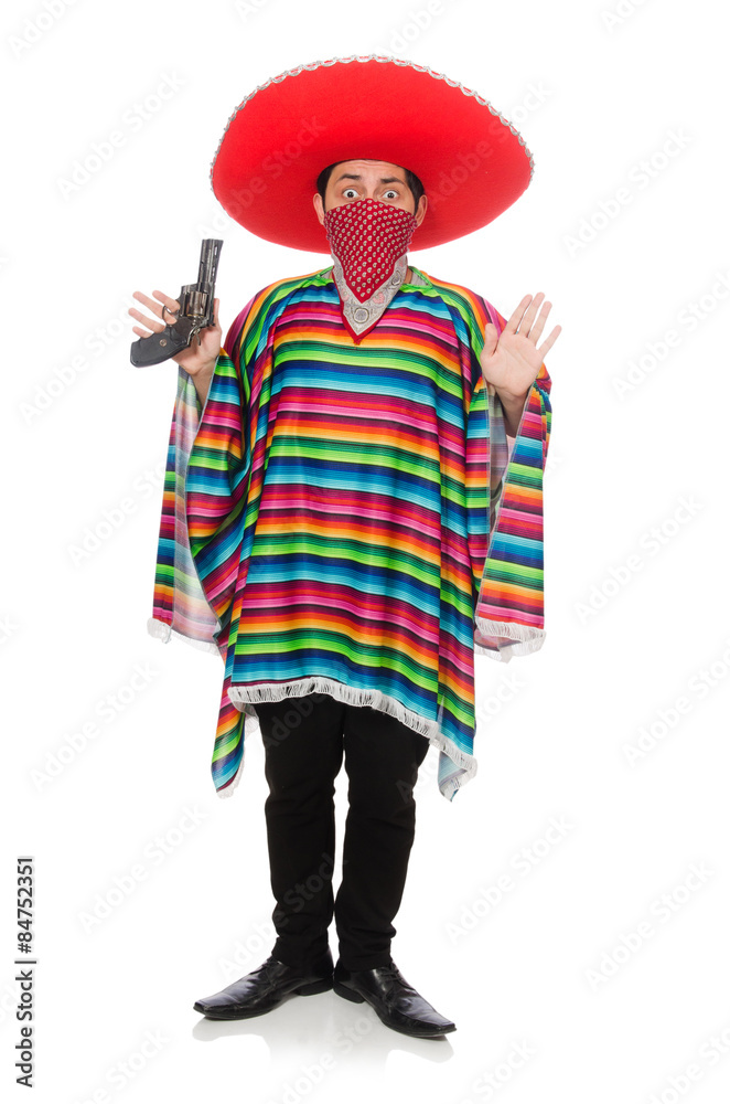 Funny mexican with weapon isolated on white Funny mexican with weapon isolated on white