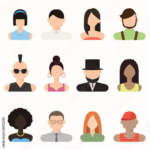 People, avatar male and female, human faces