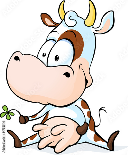 cute cow sitting isolated on white background - vector