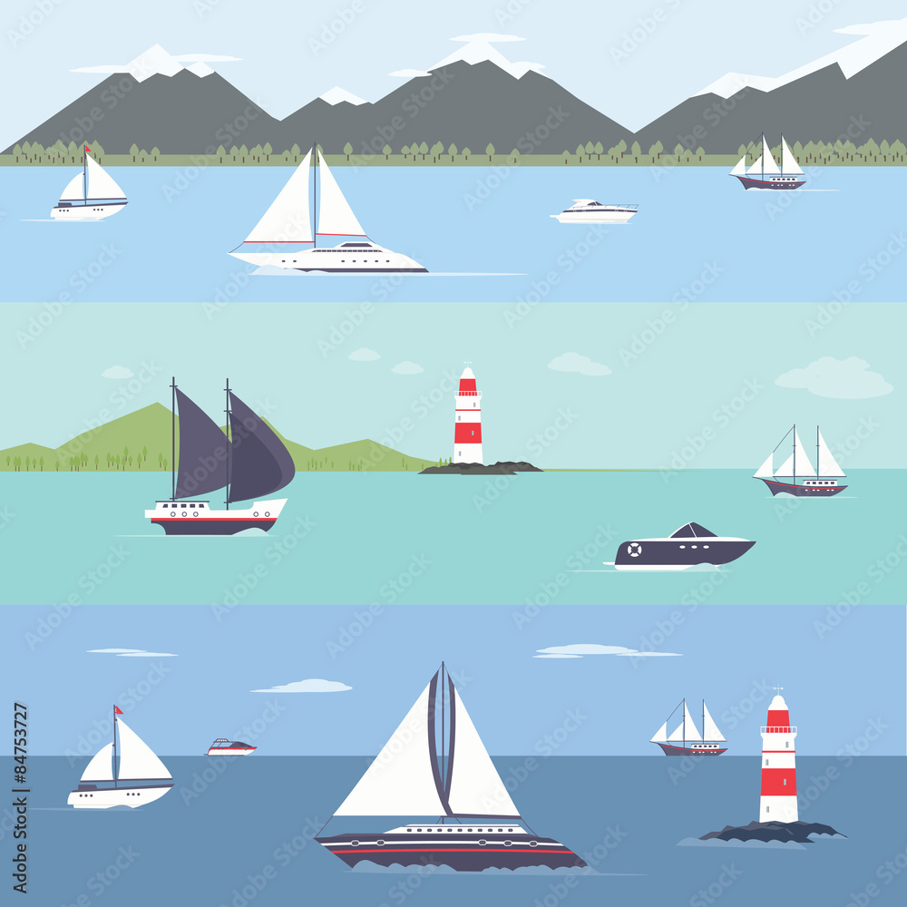 Ship traveling, island landscape, sailing Ship traveling, island landscape, sailing
