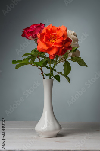 shrub roses in vase