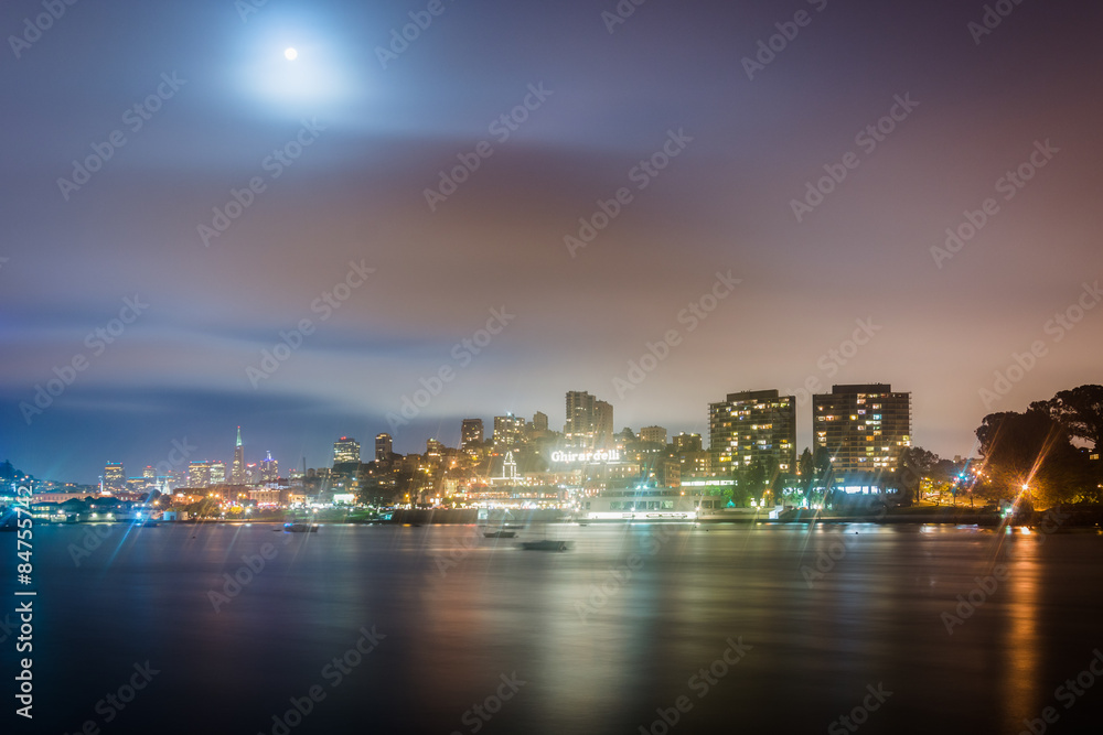 View from the Municipal Pier at night, in San Francisco, Califor