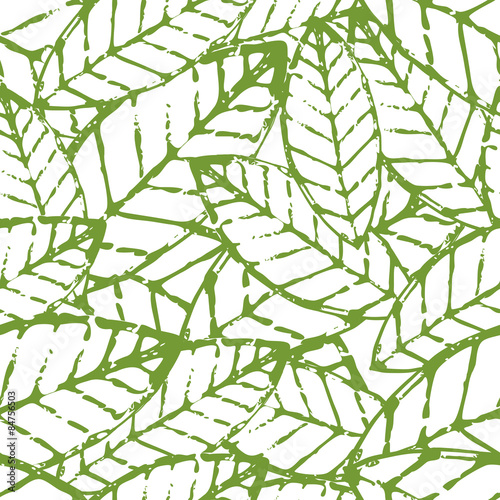 Watercolor vector leaf seamless pattern. Abstract grunge green a