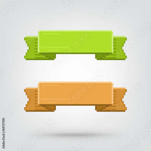 Vector banner. Illustration of abstract pixel art ribbon with