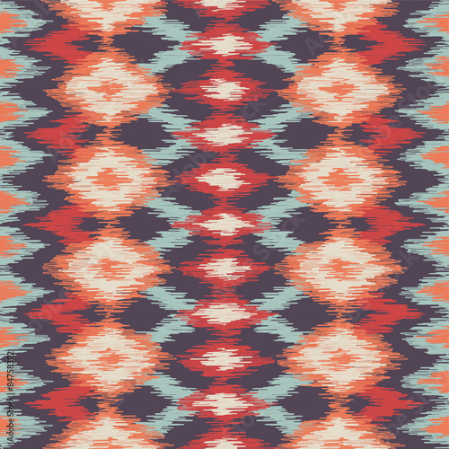 Vector seamless ikat ethnic pattern photo