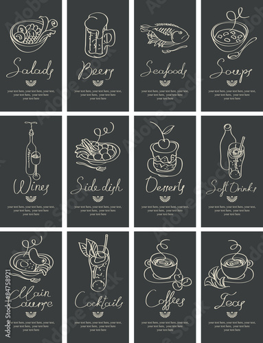 set of business cards with different dishes