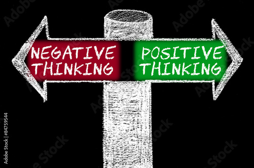 Opposite arrows with Negative versus Positive Thinking