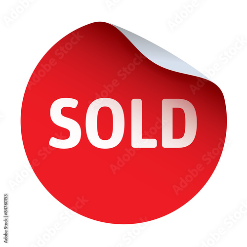 Red vector sticker text SOLD