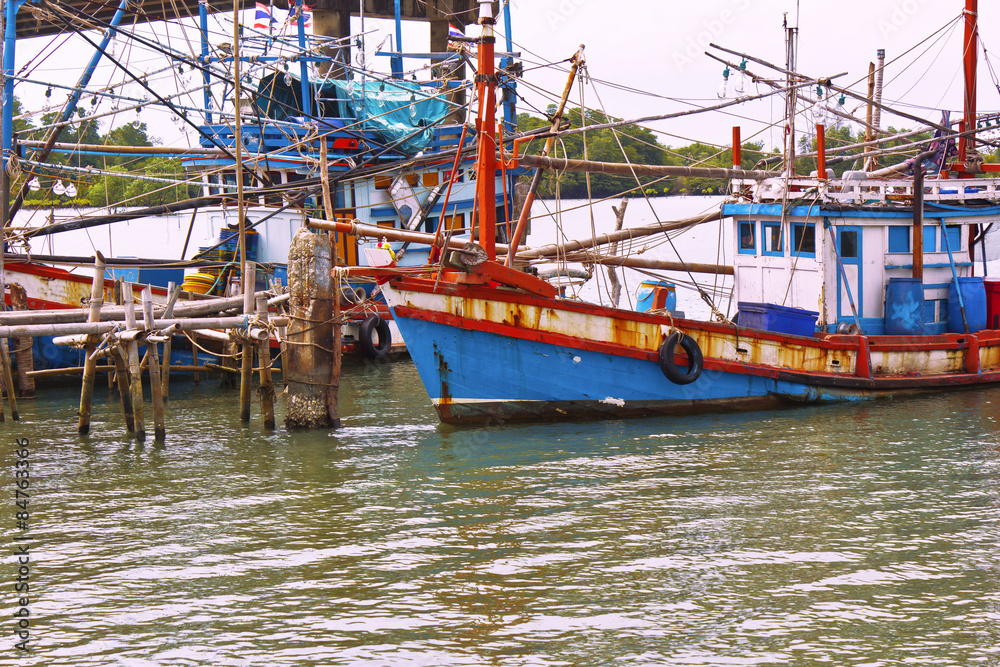 old boat of Thailand for catch the squid