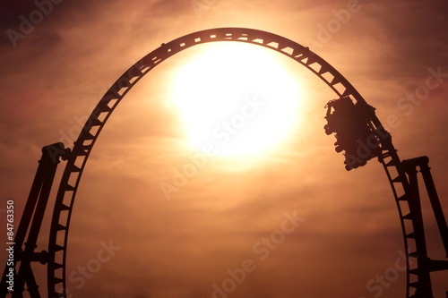 Fototapeta Naklejka Na Ścianę i Meble -  Silhuette of a rollercoaster