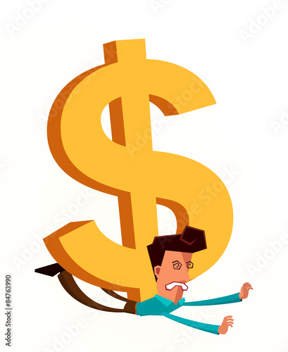 young businessman get crushed by euro