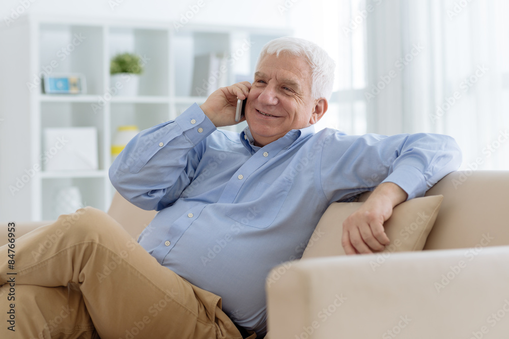 Calling senior man Calling senior man
