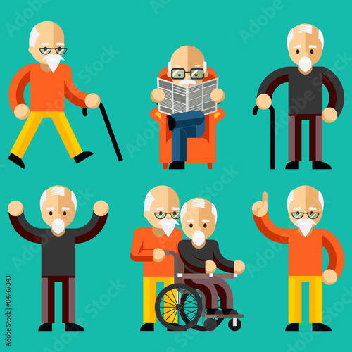 Older people. Elderly activity, elderly care, comfort and