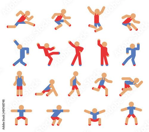 Man in running, jumping and dancing poses